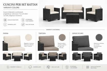 cuscini divanetto rattan